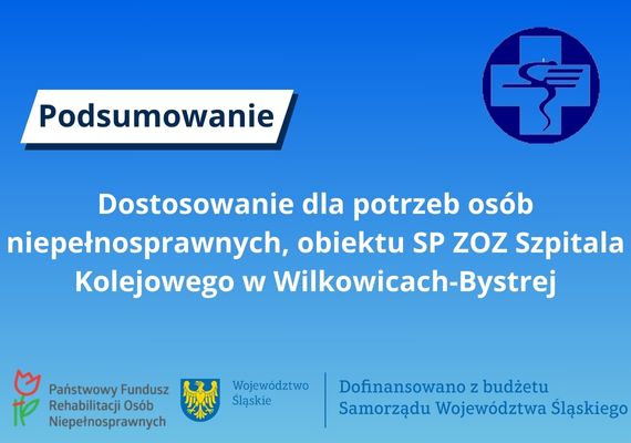 Dostosowanie dla potrzeb osób niepełnosprawnych, obiektu SP ZOZ Szpitala Kolejowego w Wilkowicach-Bystrej PODSUMOWANIE